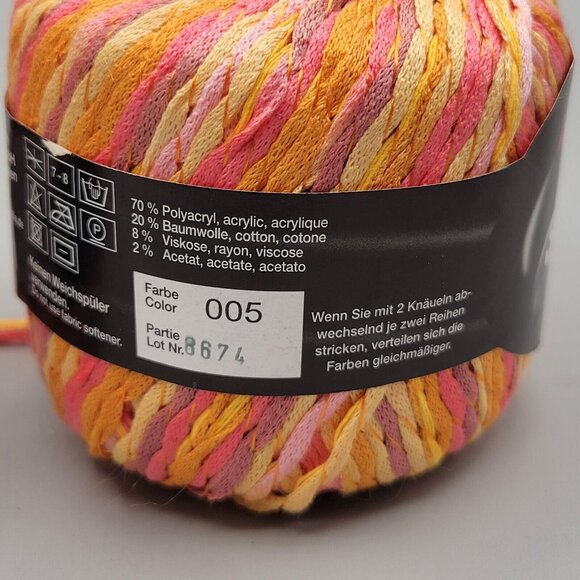 Austermann Sangria Yarn Orange Yellow Pink Lot of 2 Cakes Cotton Blend Twisted - Picture 6 of 7